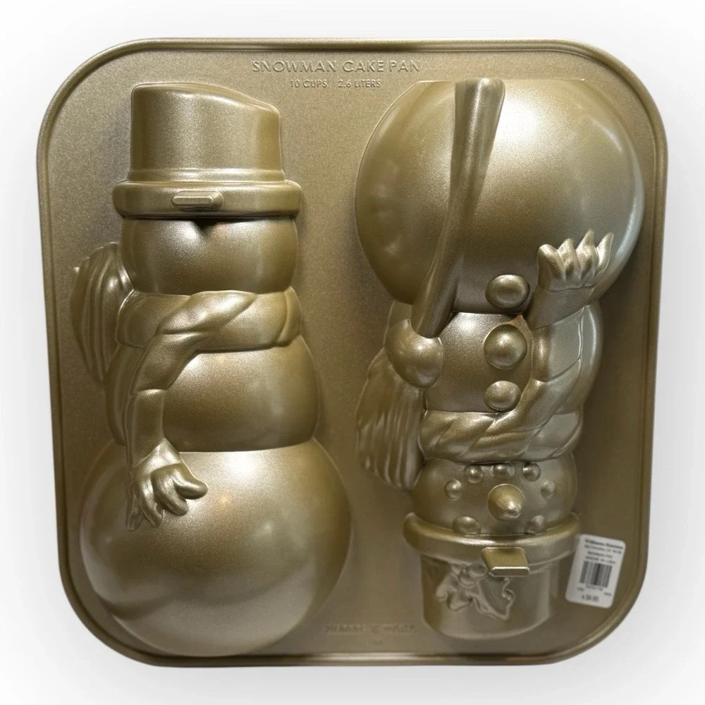 Williams Sonoma Nordic Ware 3D Snowman Cake Pan Mold 2014 Cast Aluminum Holiday